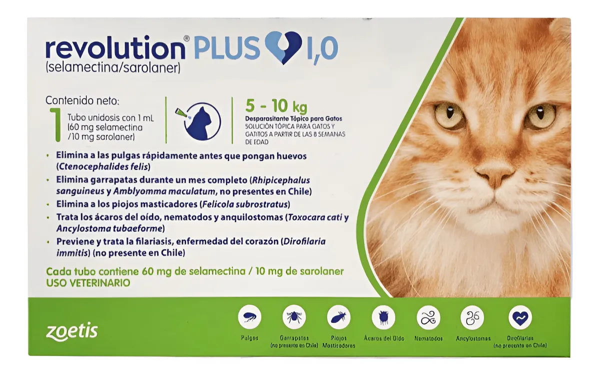 Revolution plus 1,0 ml (verde) 5 kgs a 10 kgs