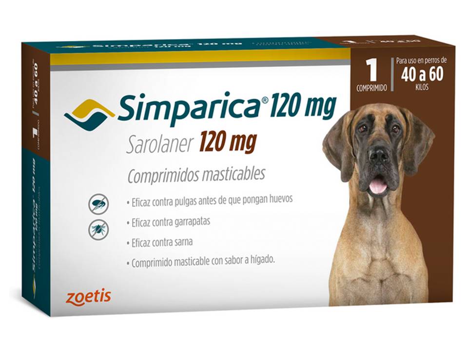 Simparica tableta 1 comp 120 mg 40 kgs a 60 kgs